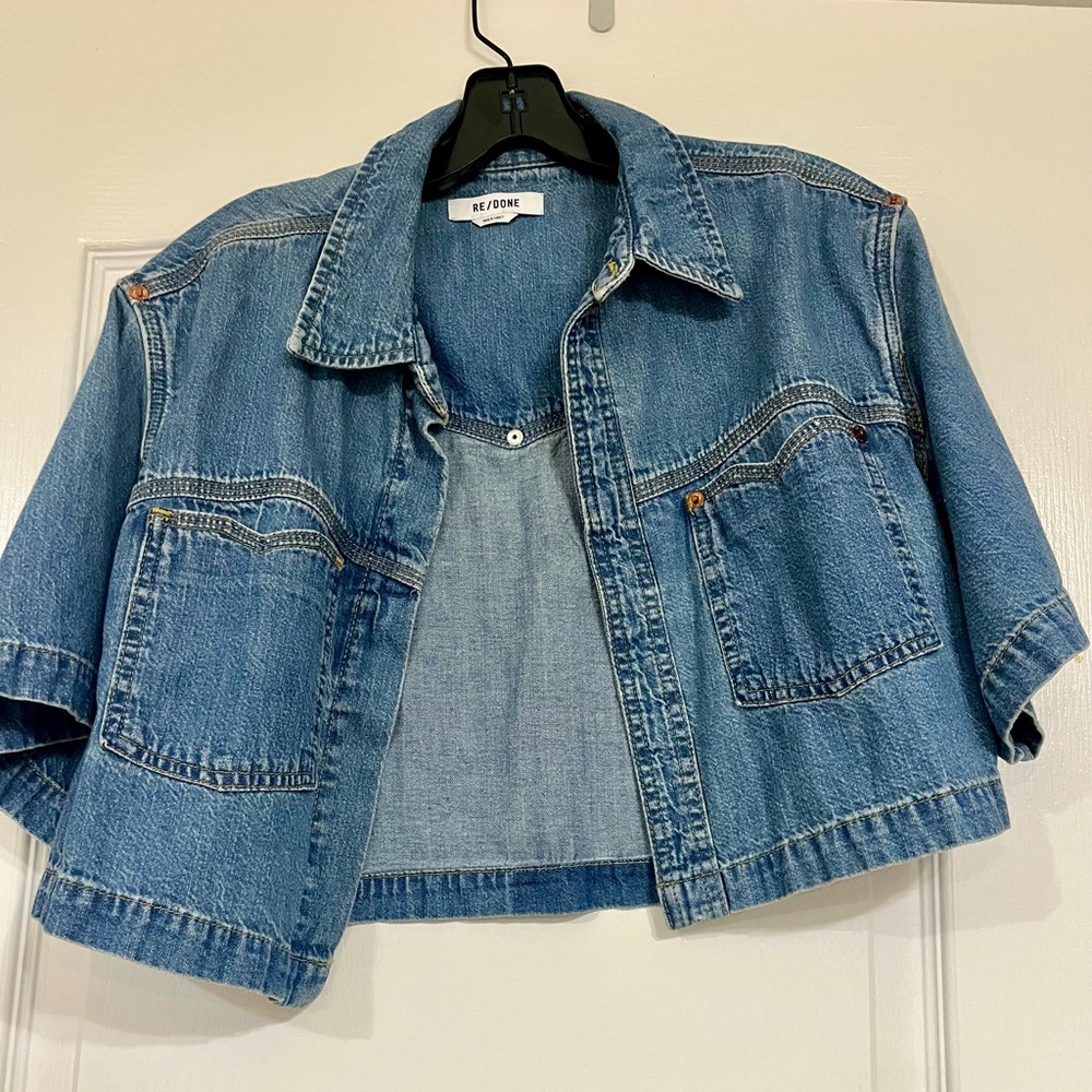 Re/Done Oversized Crop Shirt